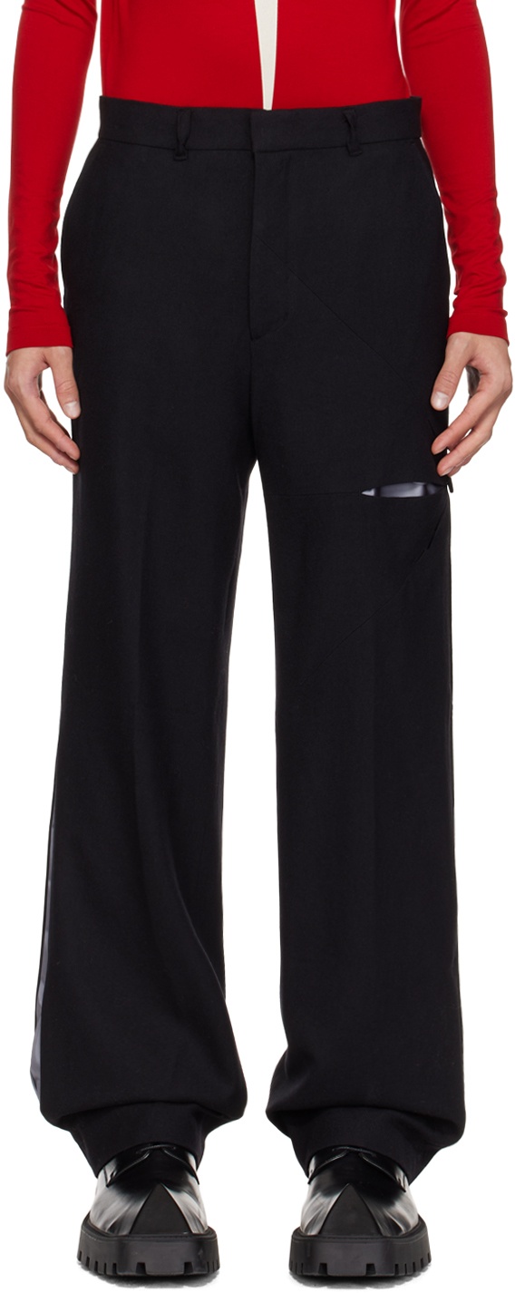 Black Cutout Trousers - 1