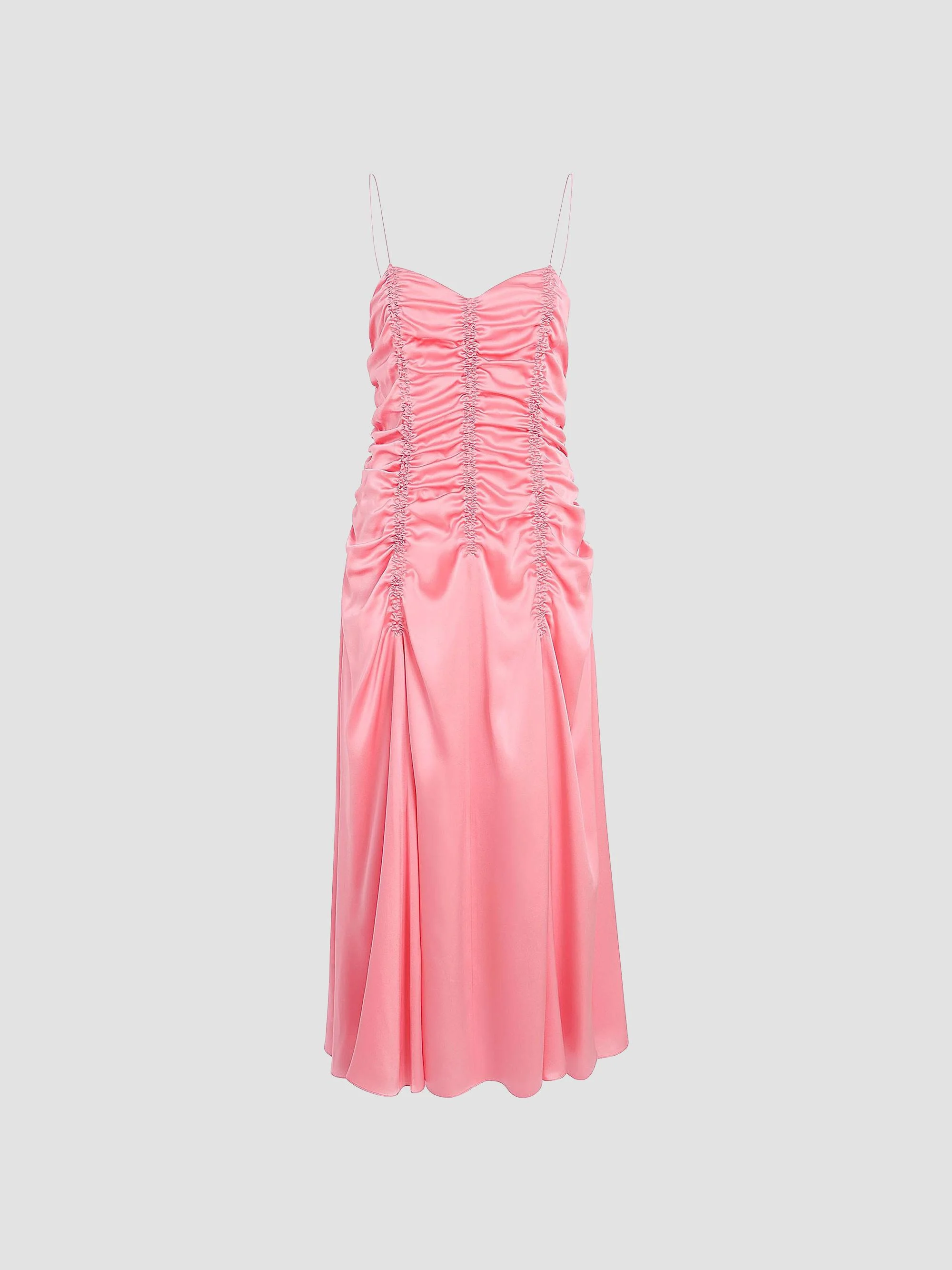 Women's Raina Ruched Silk Midi-Dress - Azalea - 1