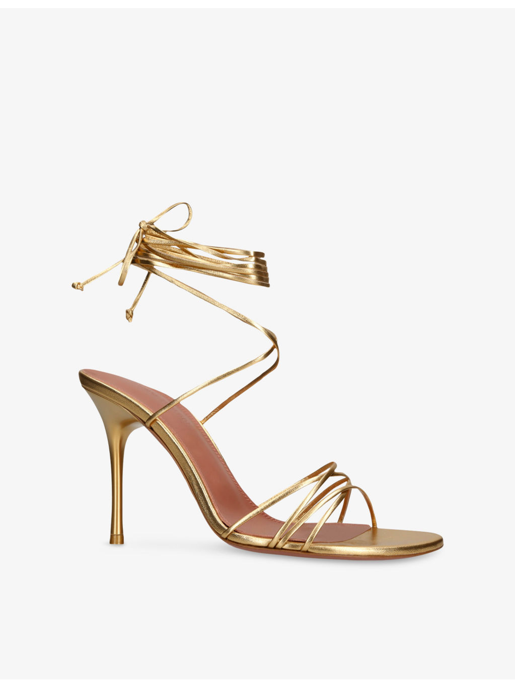 Lori Lace-Up Metallic-Leather Heeled Sandals - 3
