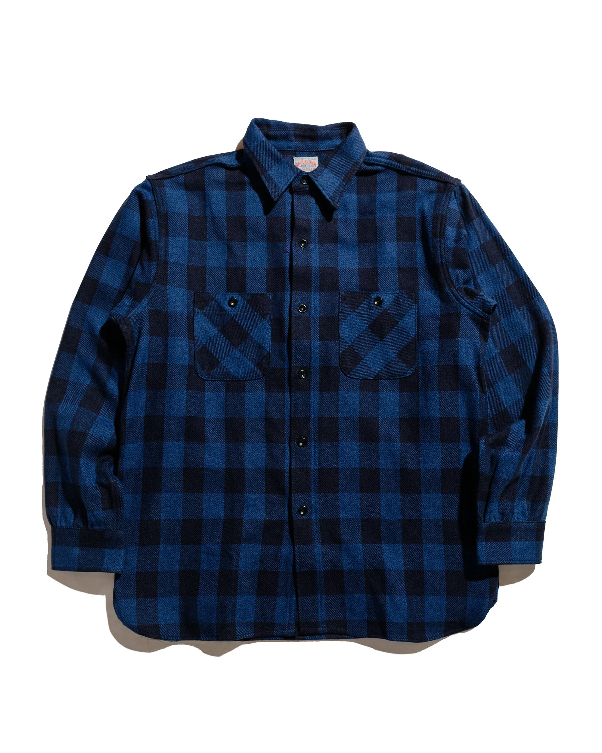 MS24102 8HU Twisted-Yarn Buffalo Check Flannel Shirt Blue/Black - 1