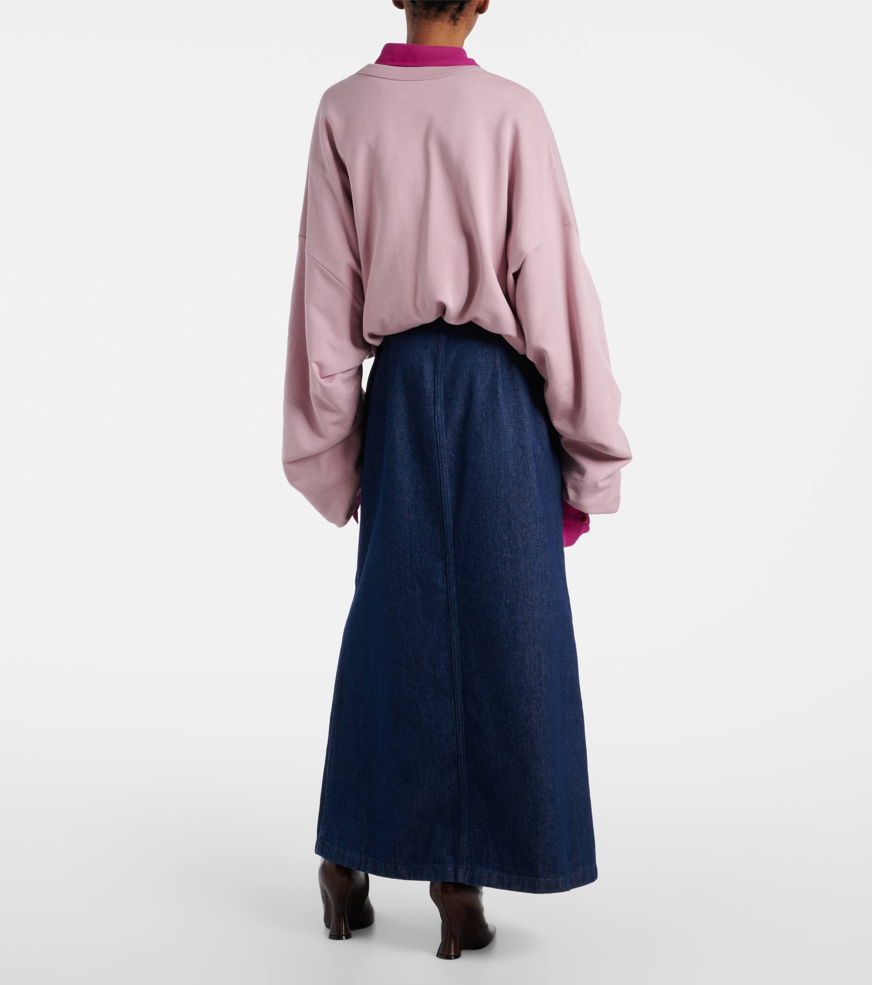 Belted denim maxi skirt - 3