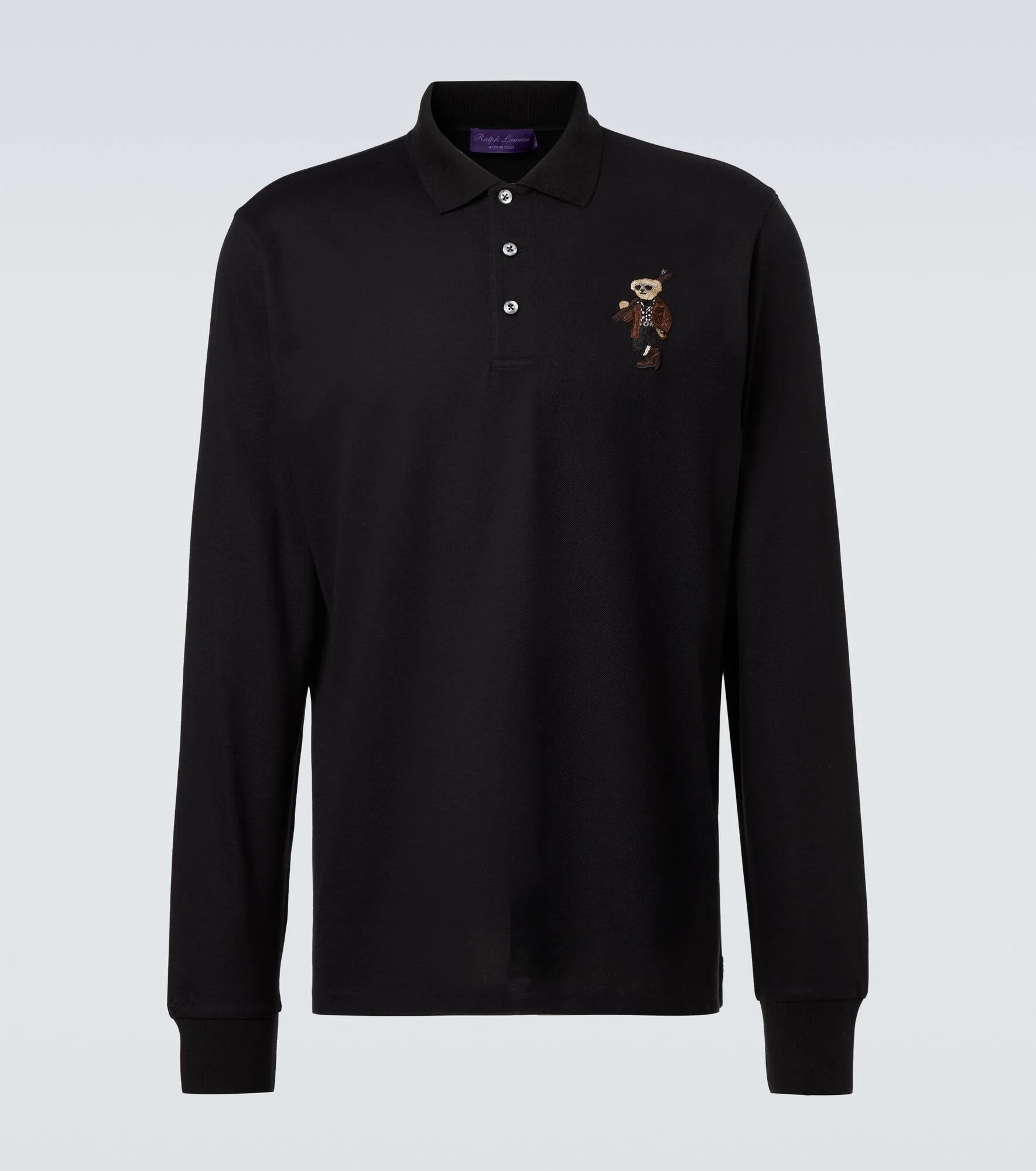 Embroidered cotton and cashmere polo shirt - 1