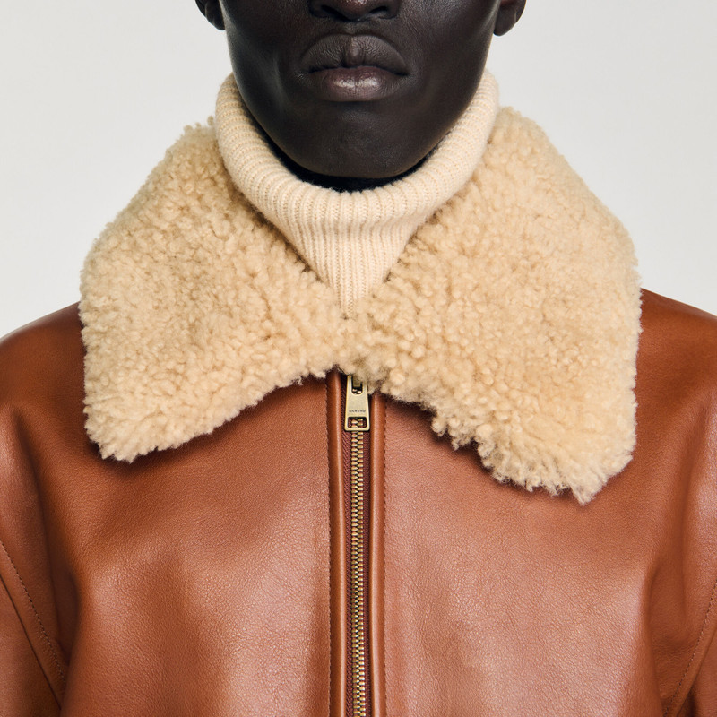LEATHER JACKET WITH FUR COLLAR 4