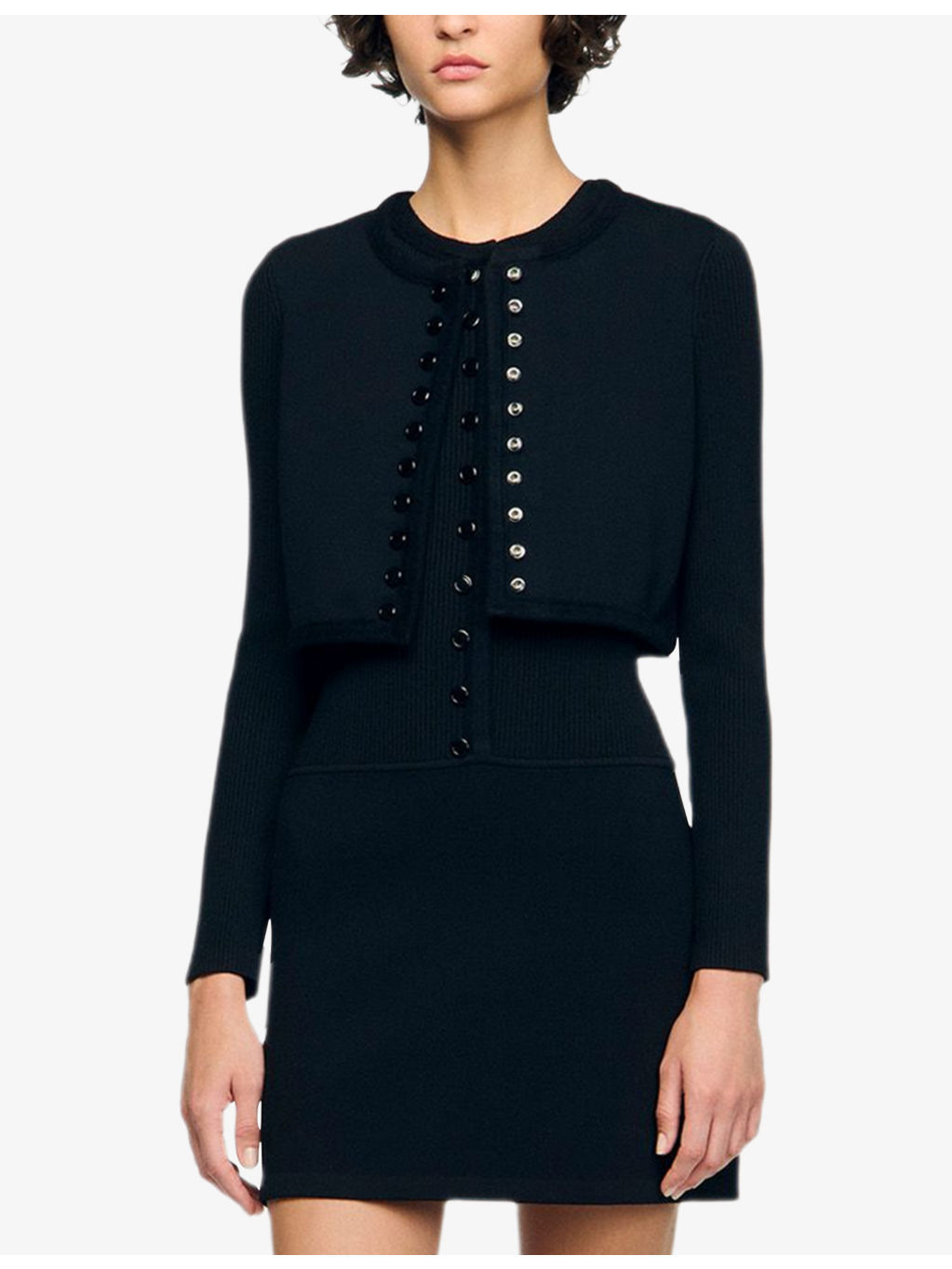 Ribbed Cropped Knitted Cardigan - 3