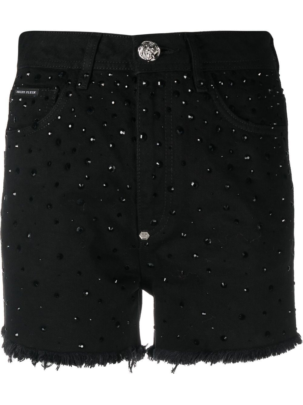 logo-patch crystal-embellished shorts - 1