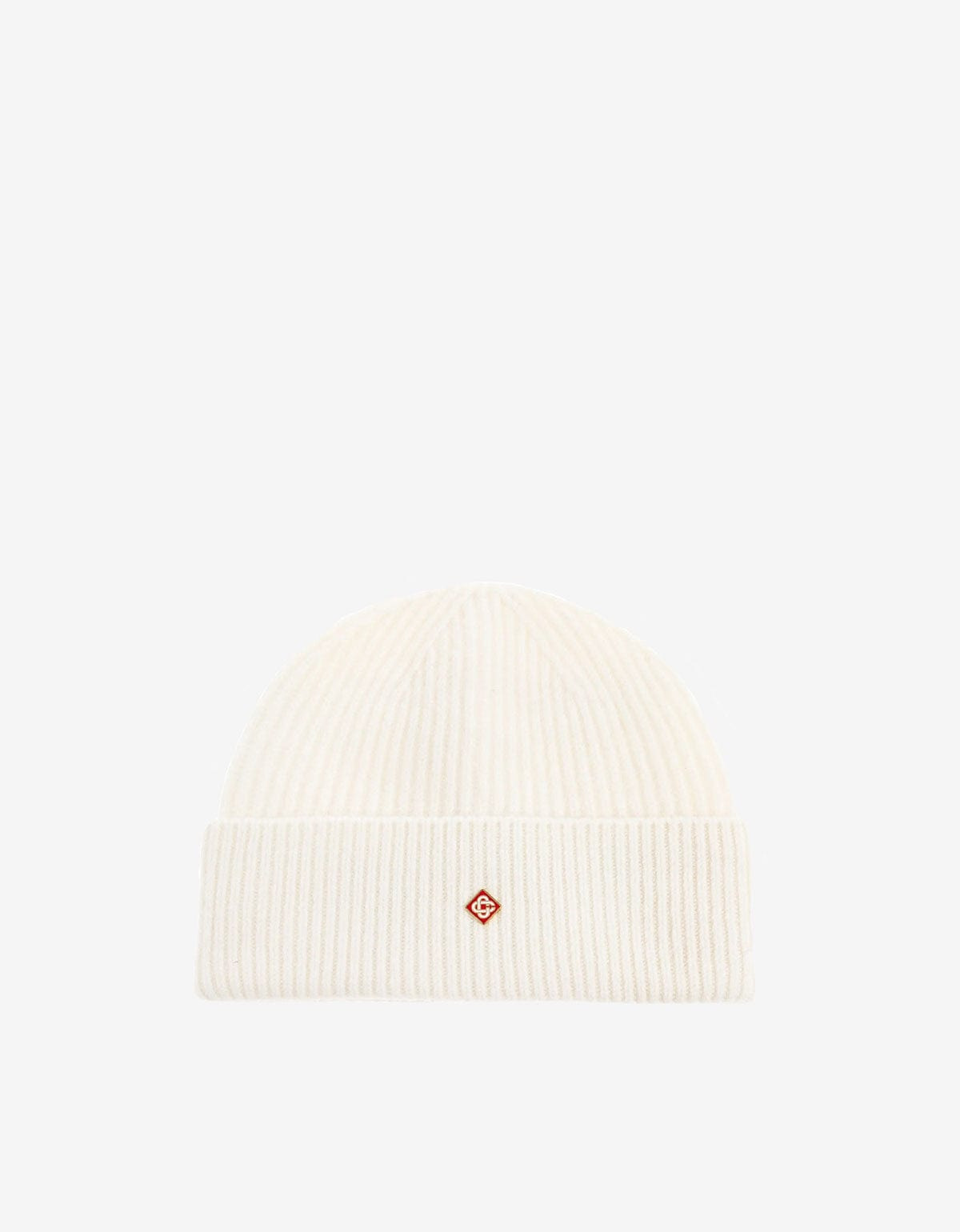 Casablanca White Half Cardigan Wool Beanie Hat - 1