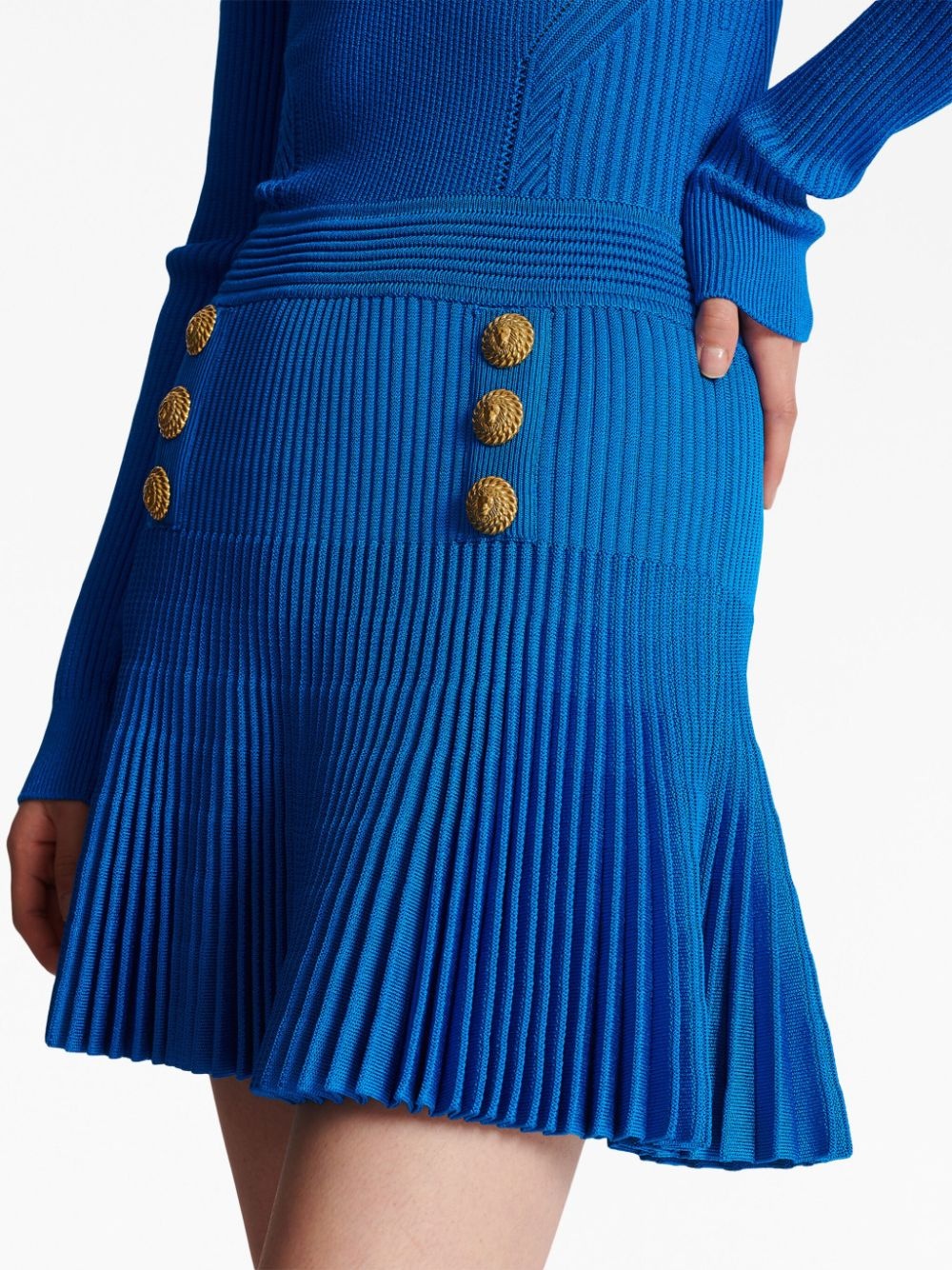 button-detail ribbed-knit dress - 7