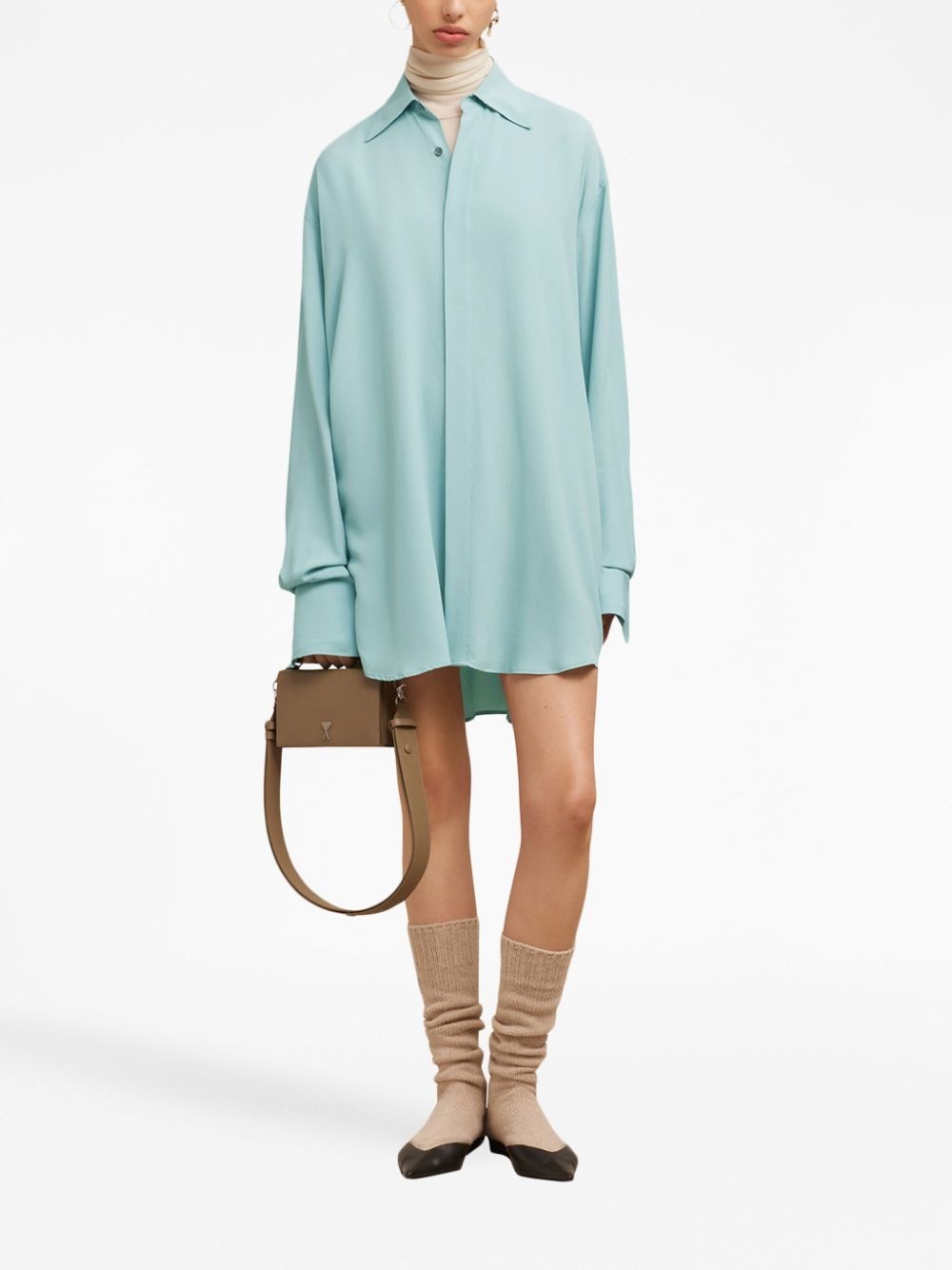 long-sleeve shirtdress - 2