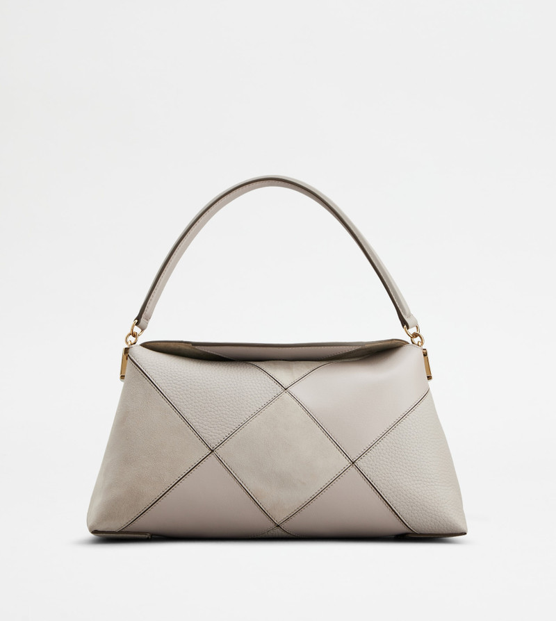 TOD'S T CASE TOTE MESSENGER BAG IN LEATHER SMALL - GREY 1