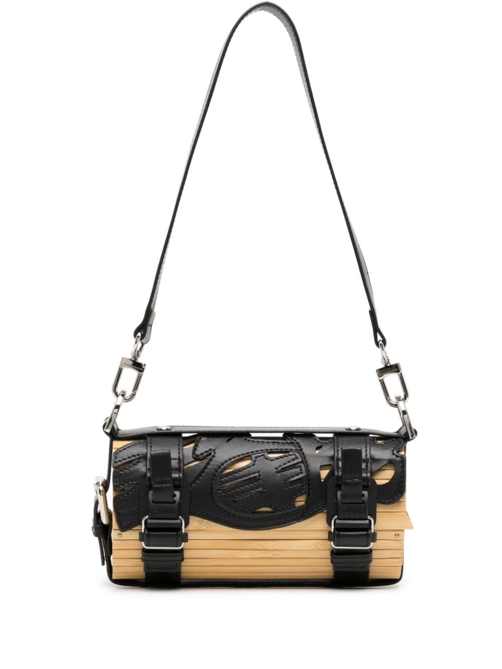 logo-print bamboo shoulder bag - 1