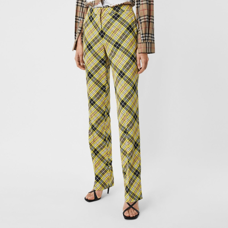 Cropped Check Technical Wool Tailored Trousers 5