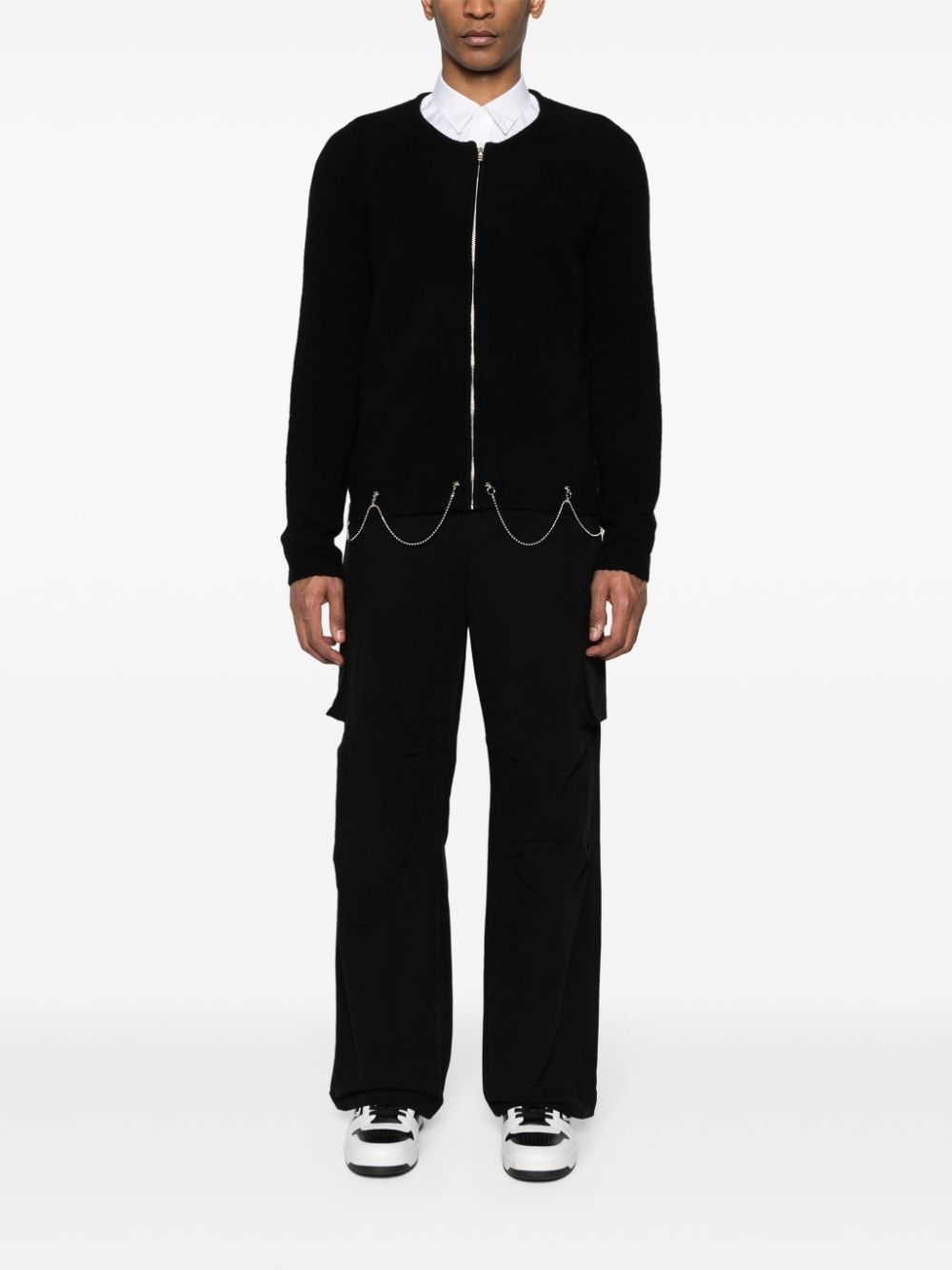 chain-detail brushed cardigan - 2