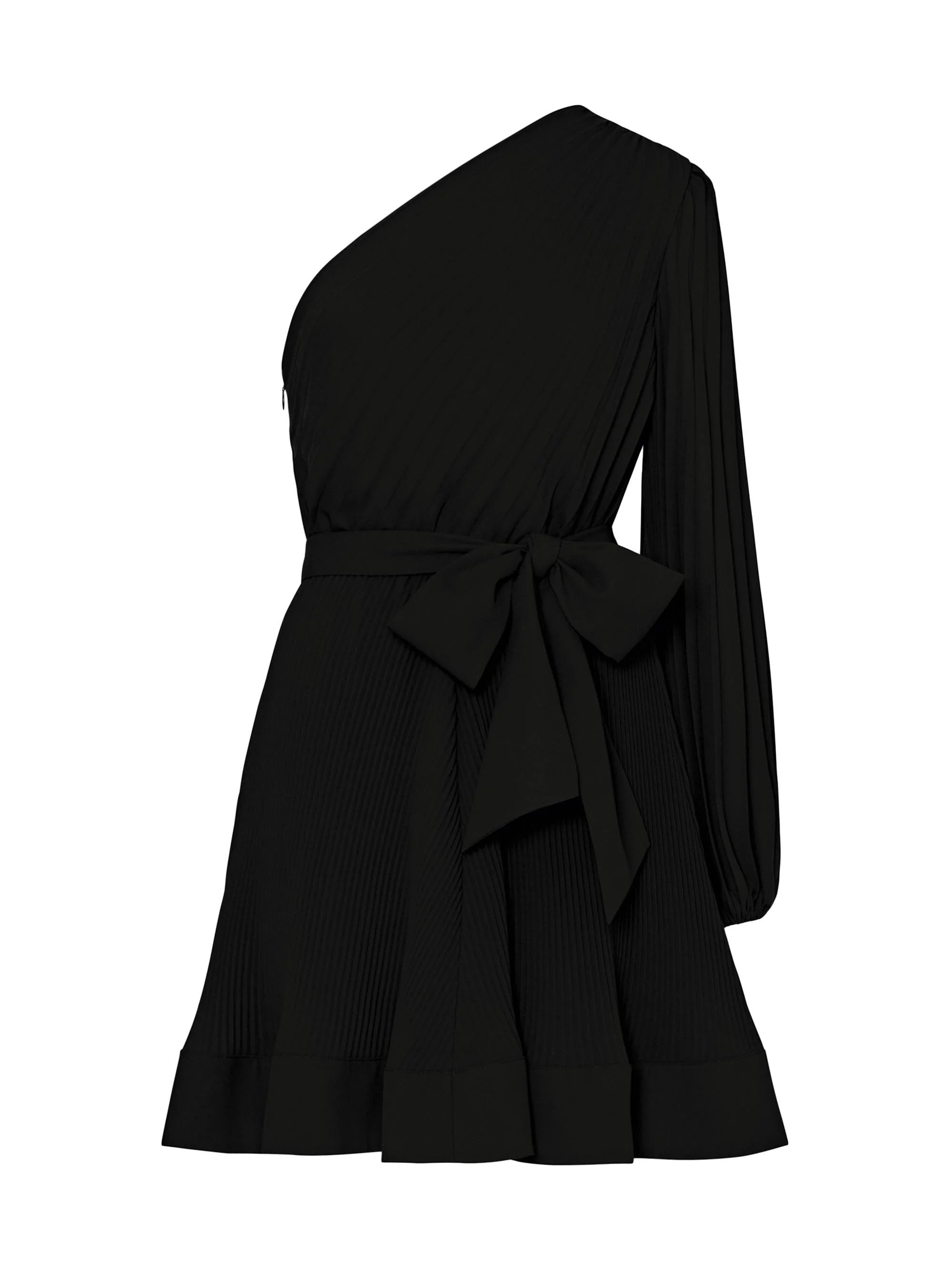Women's Linden Pleated One-Shoulder Minidress - Black - 1