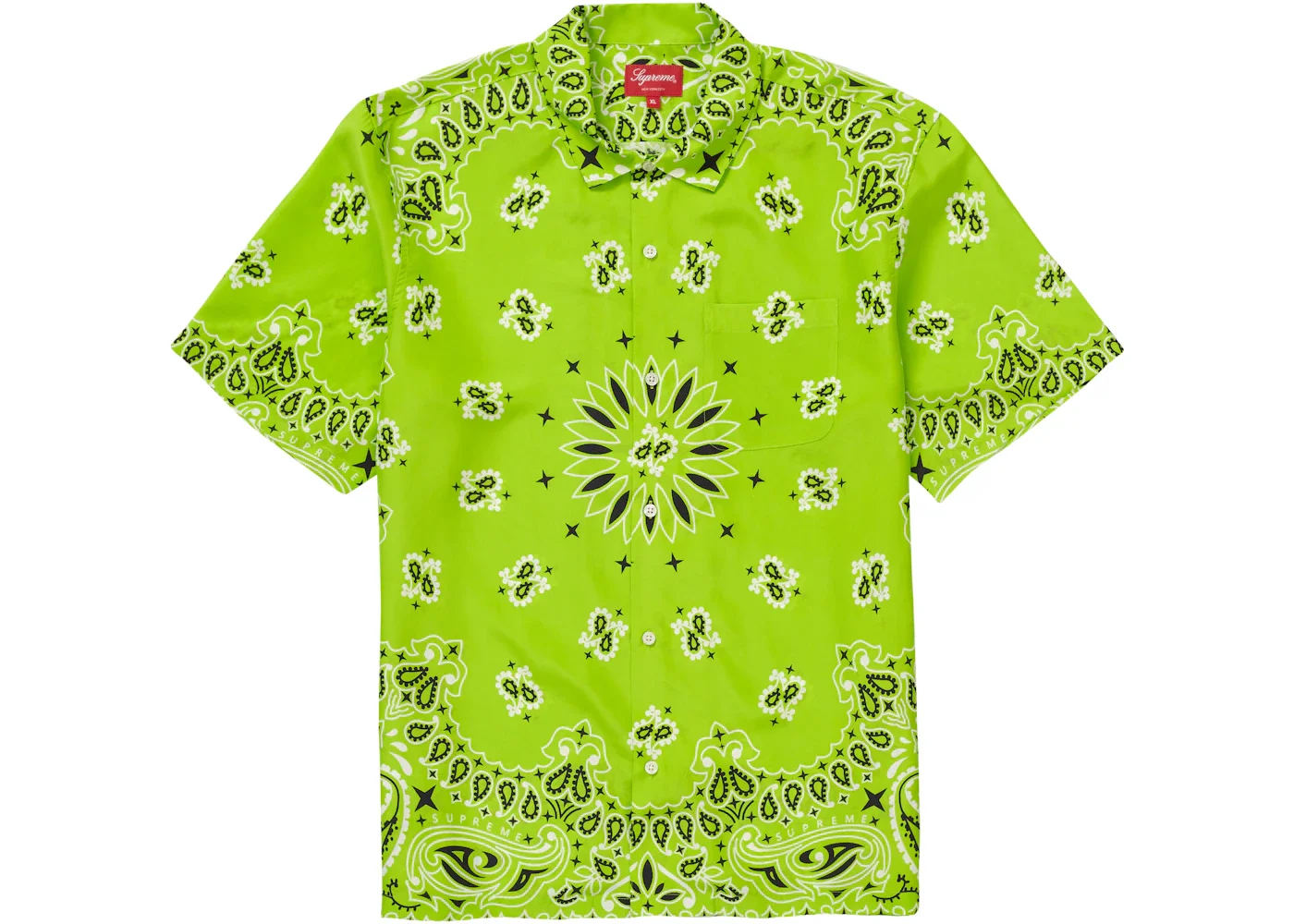 Supreme Bandana Silk S/S Shirt Bright Green - 1