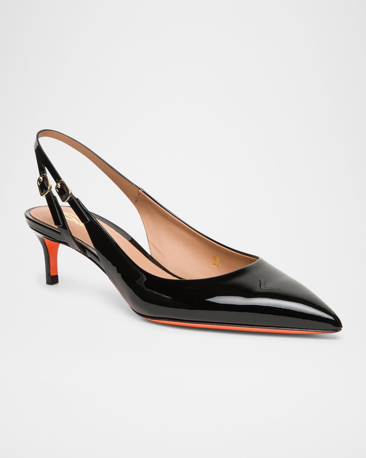 Audrey Patent Kitten Slingback Pumps - 2