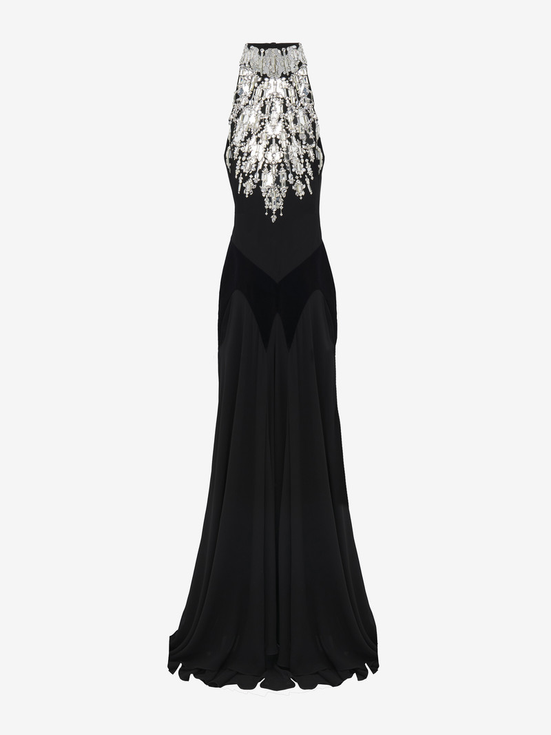 Crystal Mirror Embroidery Evening Dress 1