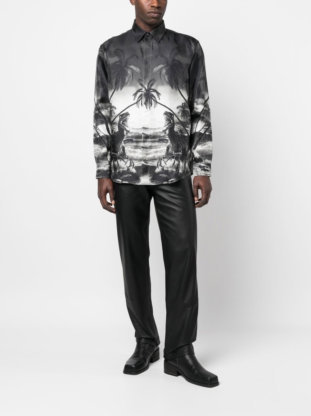 dinosaur-print silk shirt - 2