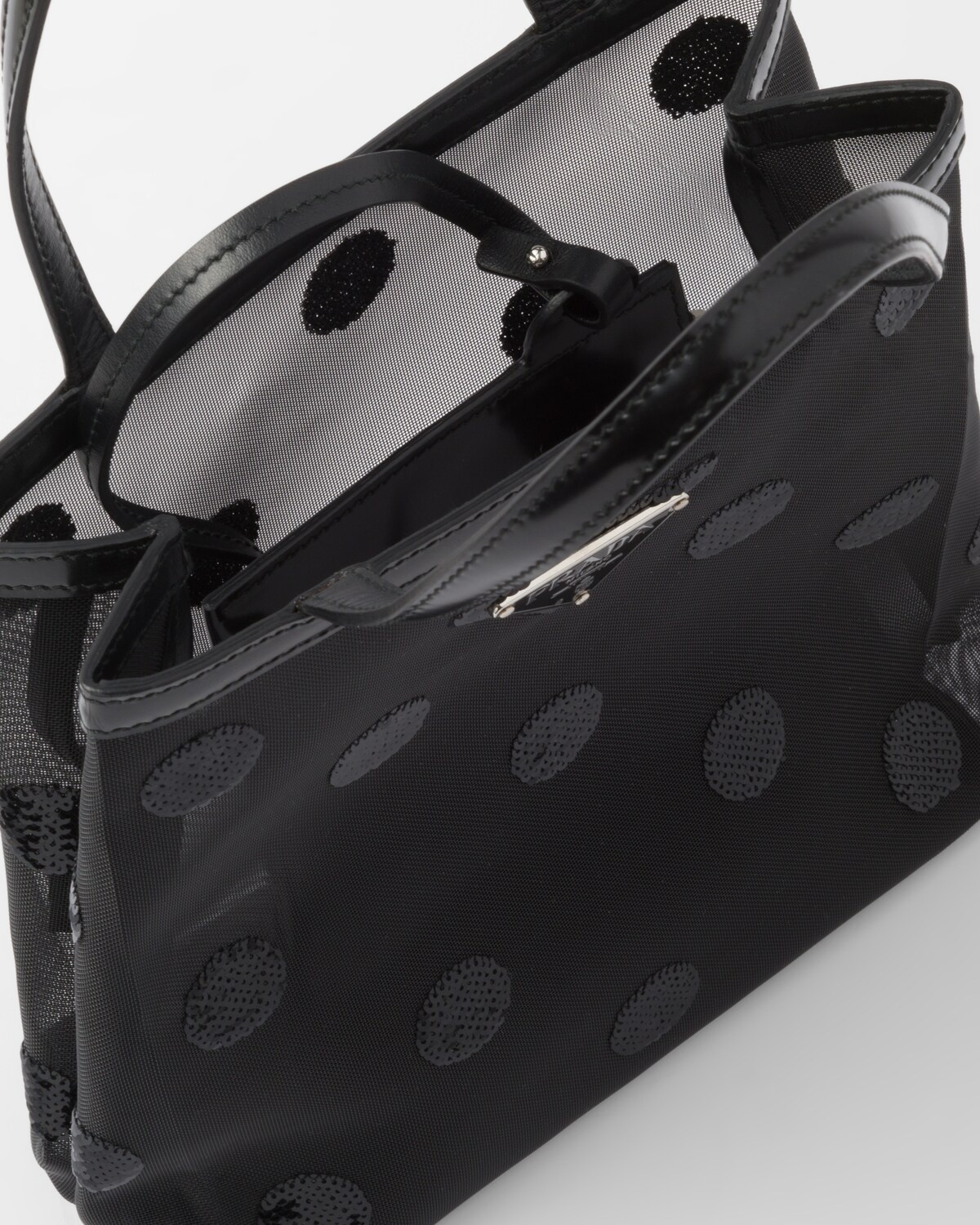 Small polka-dot mesh tote bag - 5