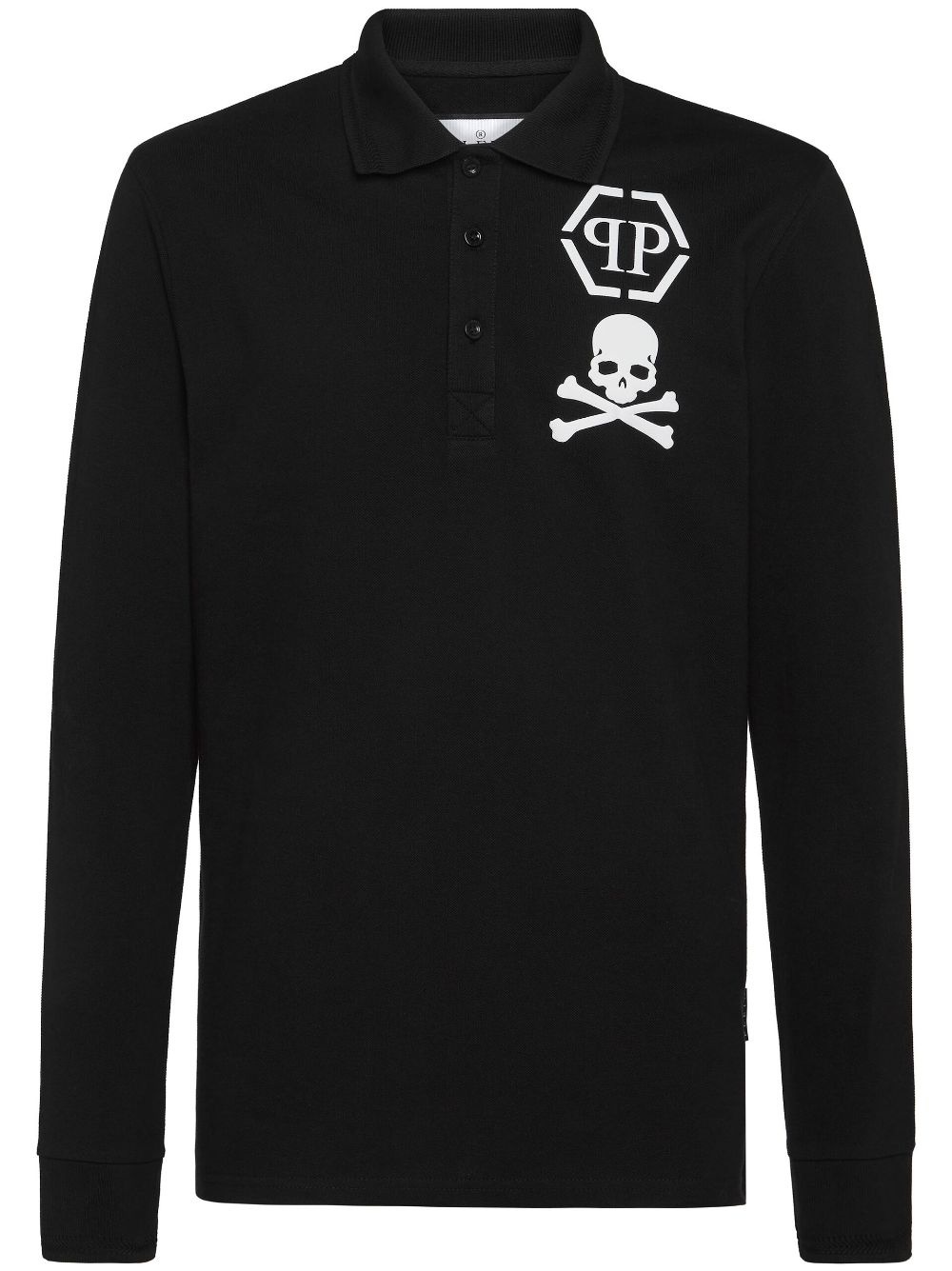 skull-print cotton polo shirt - 1