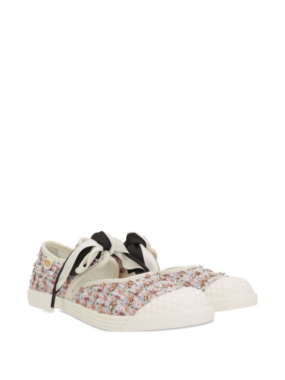 tweed bow sneakers - 2