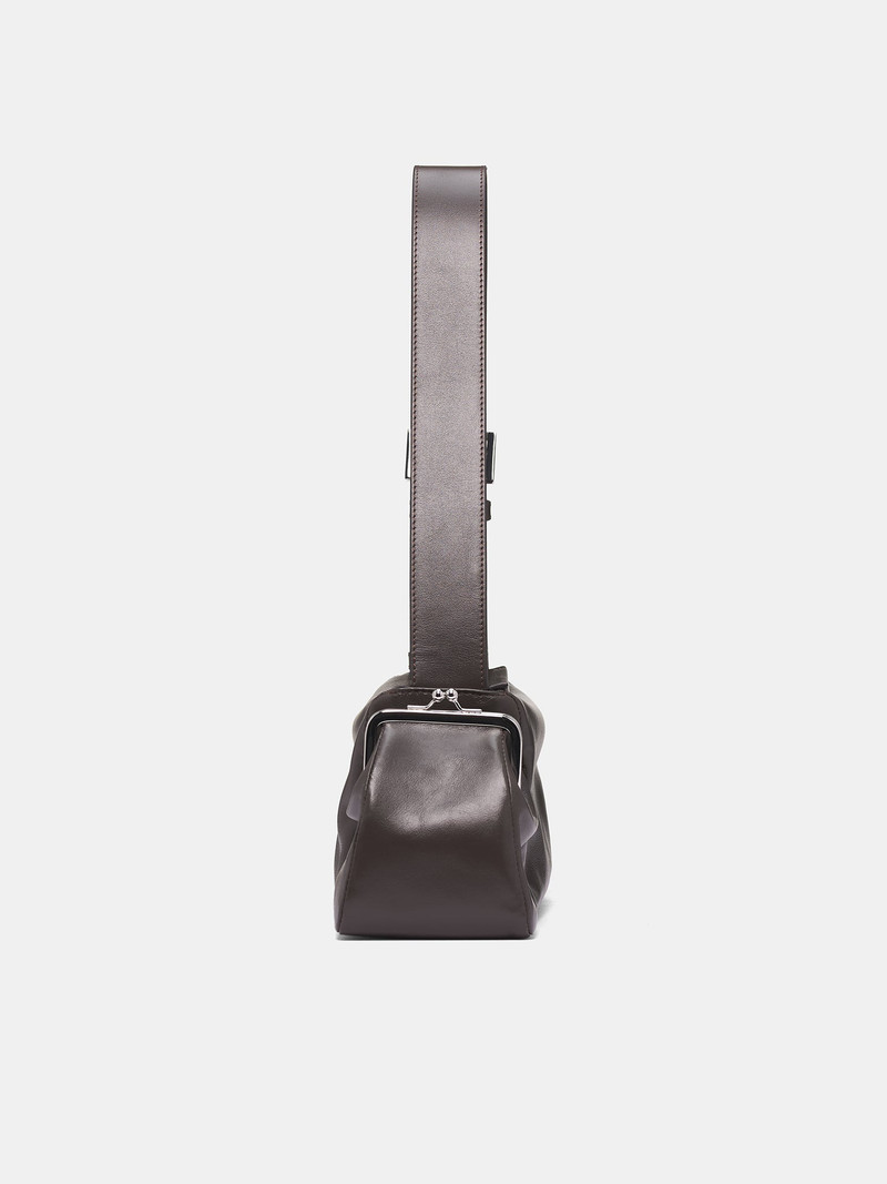 Brown Leather Clasp Pocket Handbag 2