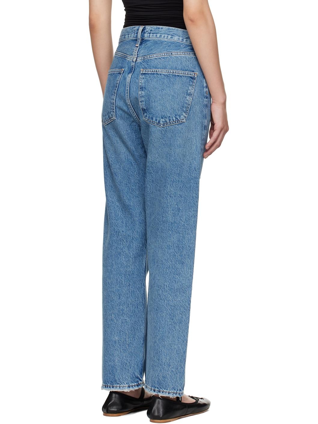 Blue 90's Mid Rise Straight Jeans - 3