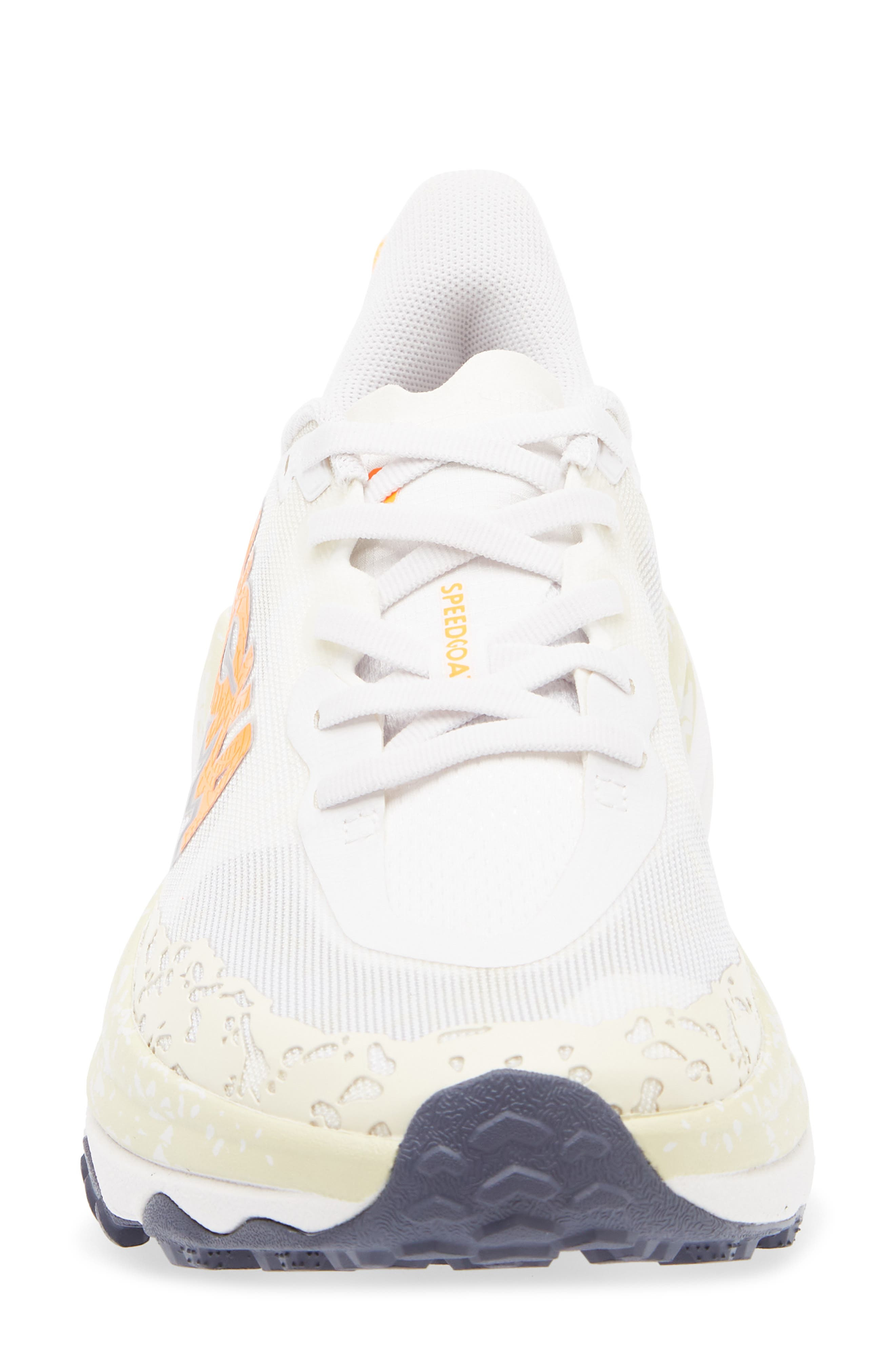 HOKA Speedgoat 6 Trail Running Shoe in White /Neon Tangerine at Nordstrom - 4
