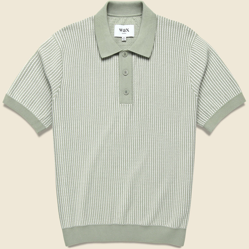 Ladder Stripe Turin Polo - Light Khaki 1
