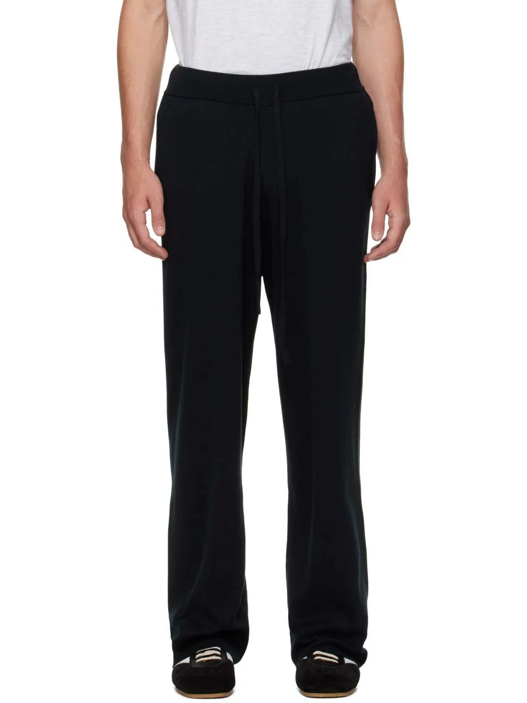 Black Straight Leg Knit Sweatpants - 1