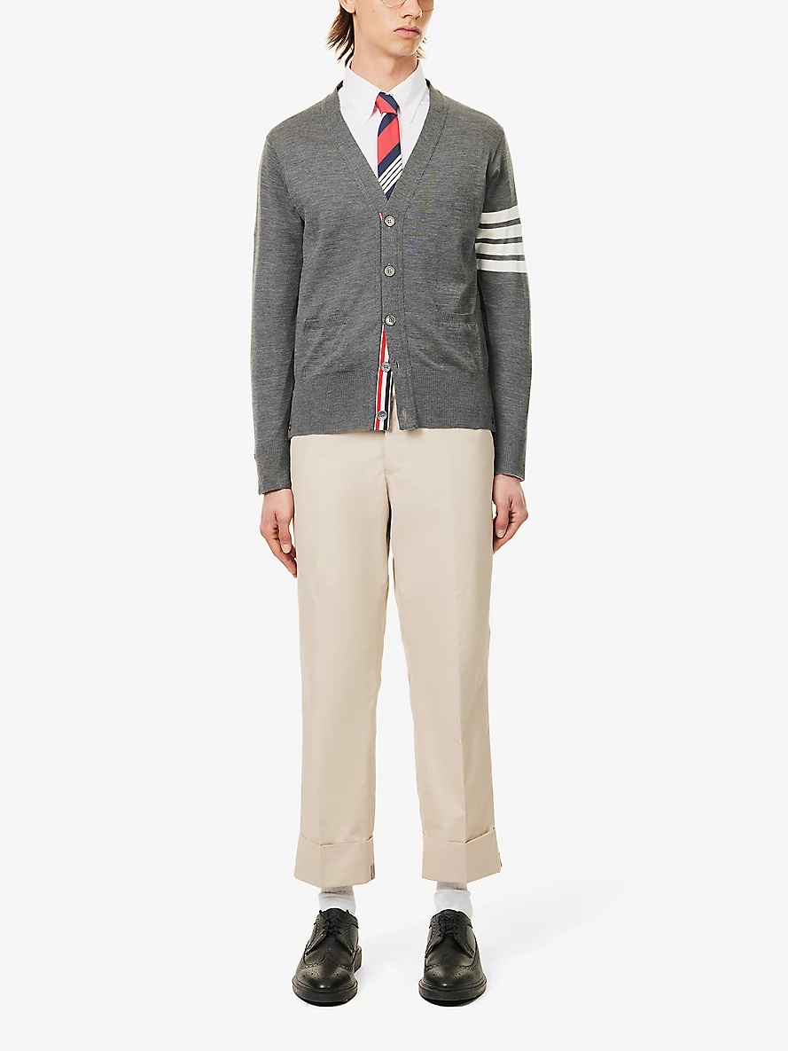 Striped V-neck wool cardigan - 2