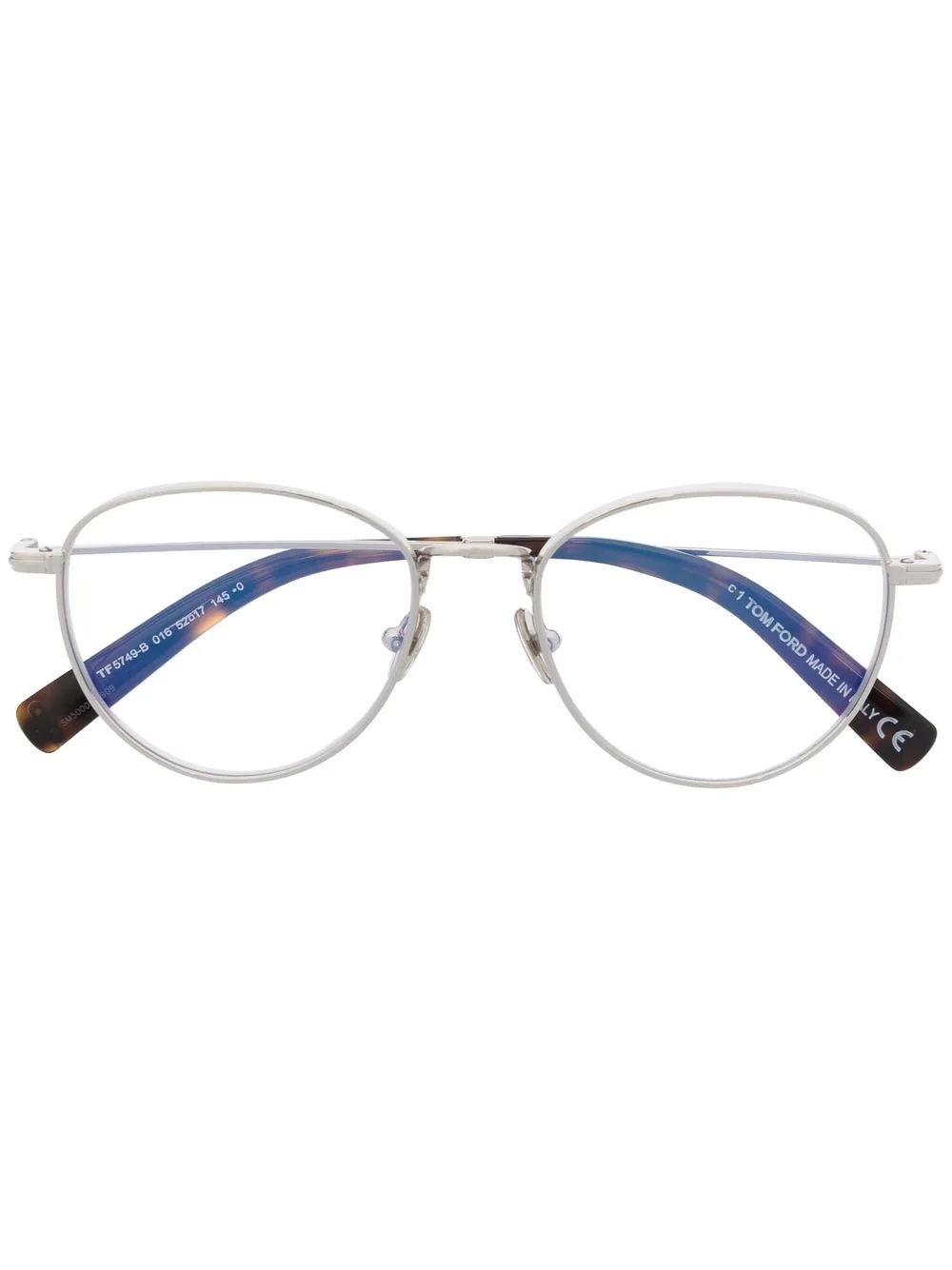 polished-effect round-frame glasses - 1