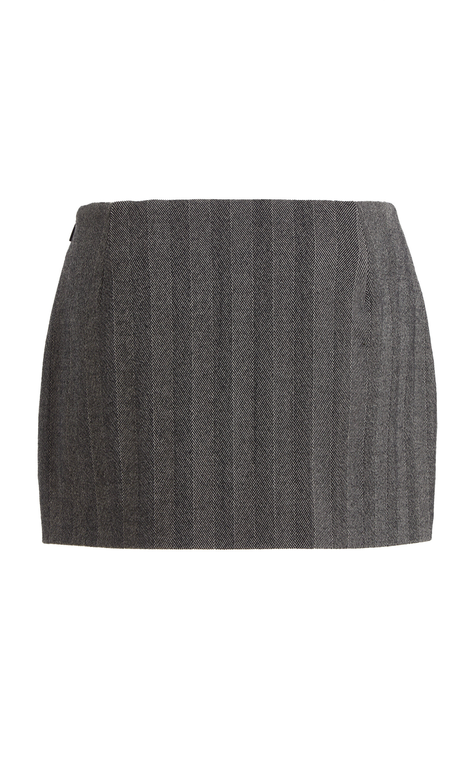 Herringbone Stretch-Wool Mini Skirt stripe - 5