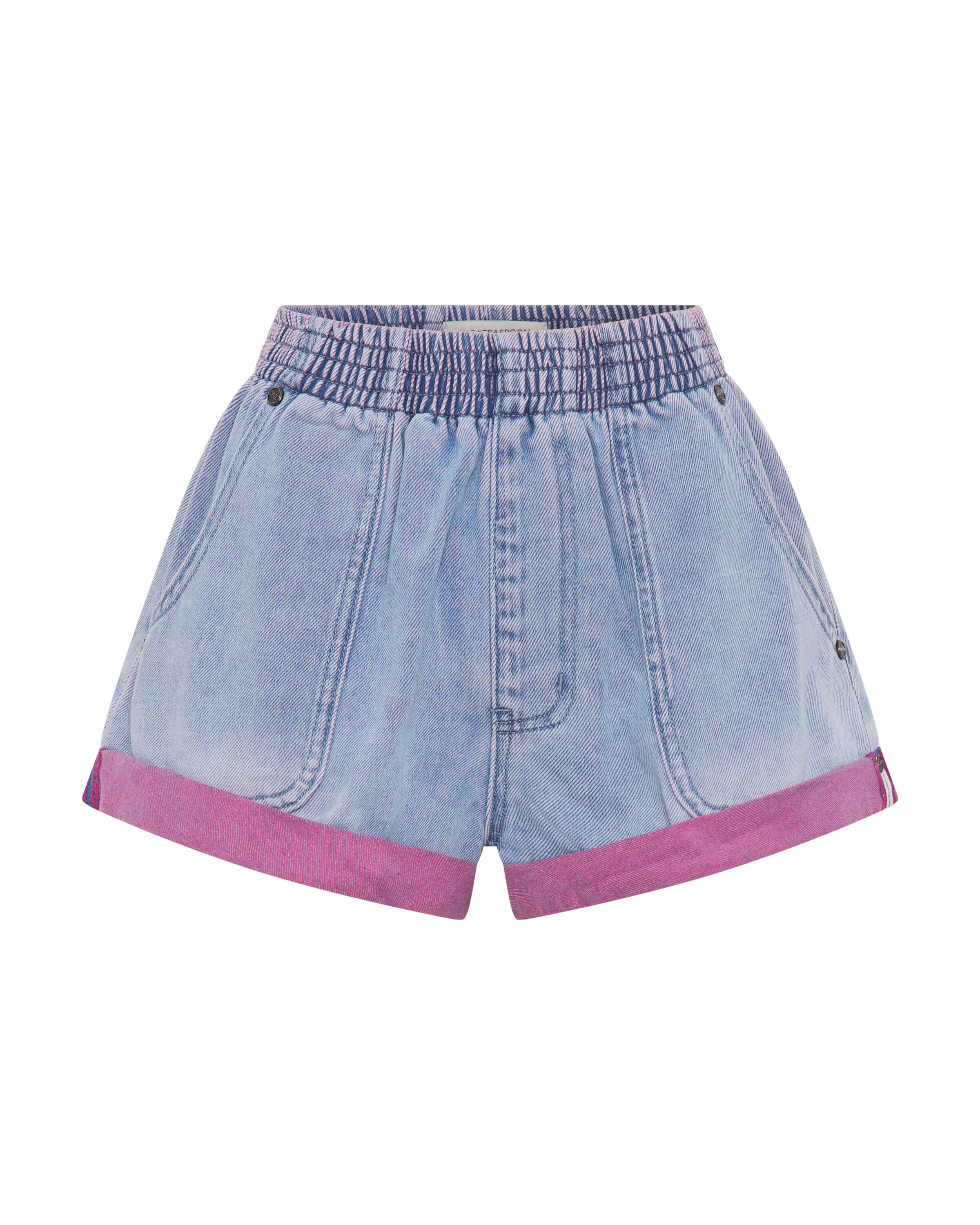 Hunters Mid Waist Boyfriend Elasticated Denim Shorts - Cheeky Blue - 1