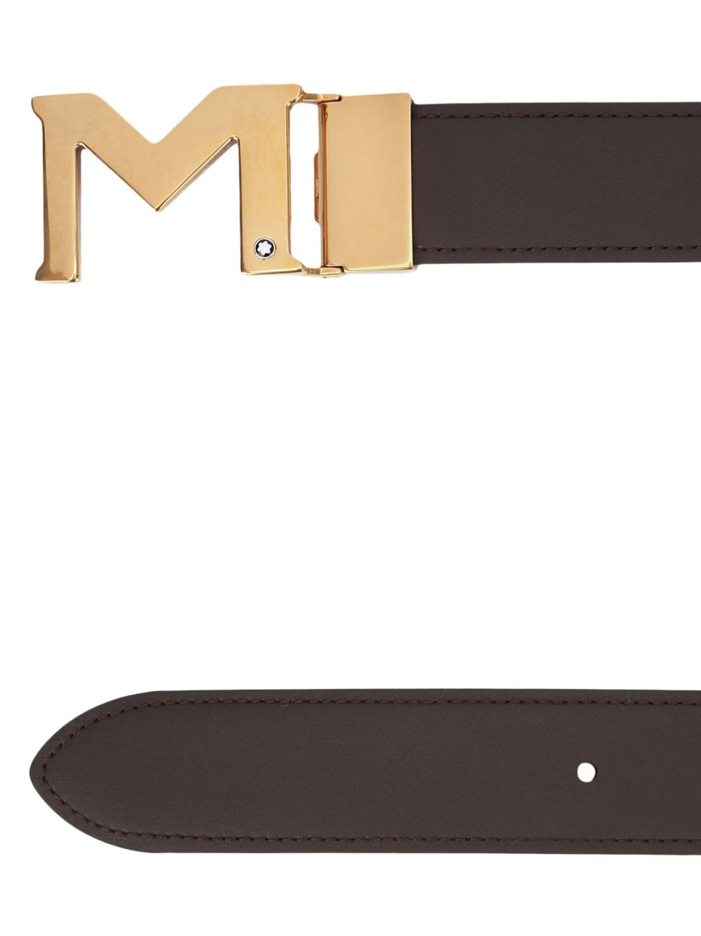 logo-plaque leather belt - 2