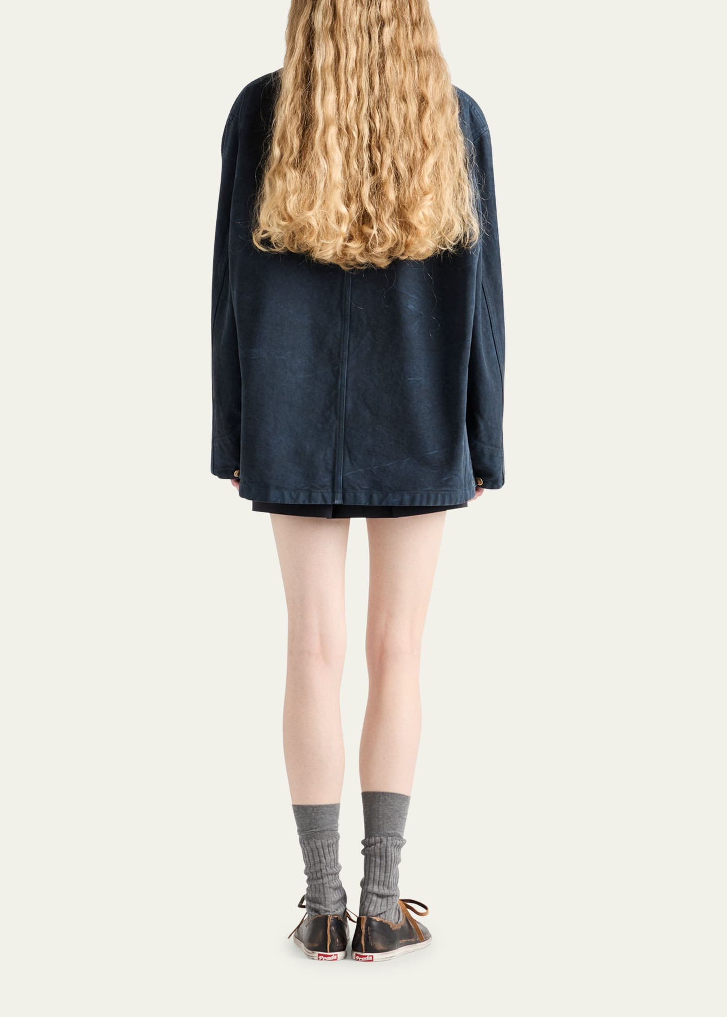 Leather-Collar Canvas Utility Jacket - 3