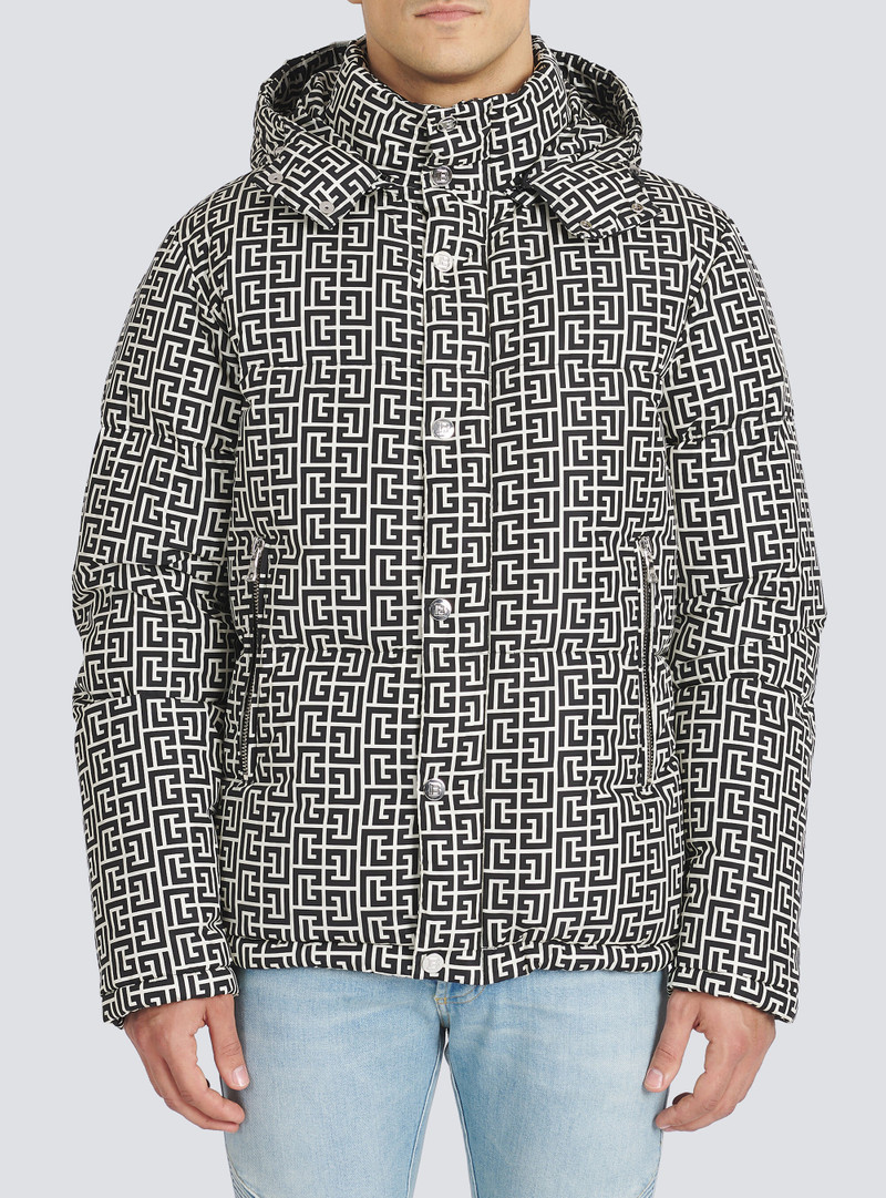 Nylon quilted coat with Balmain monogram 5