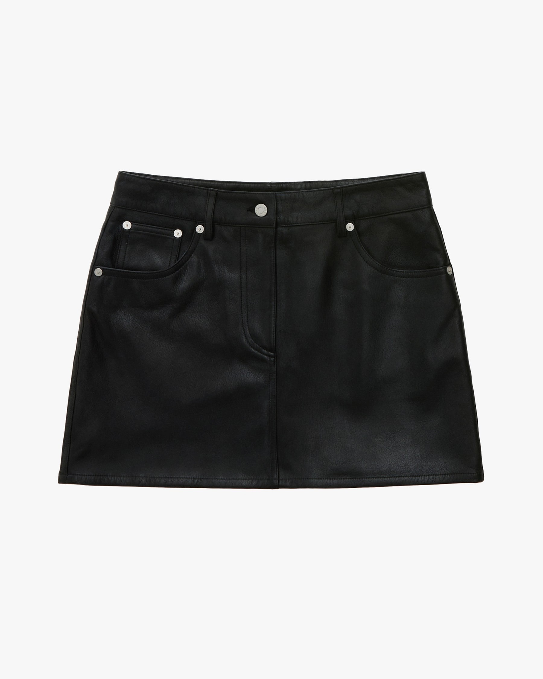 LEATHER 5-POCKET MINI SKIRT - 1