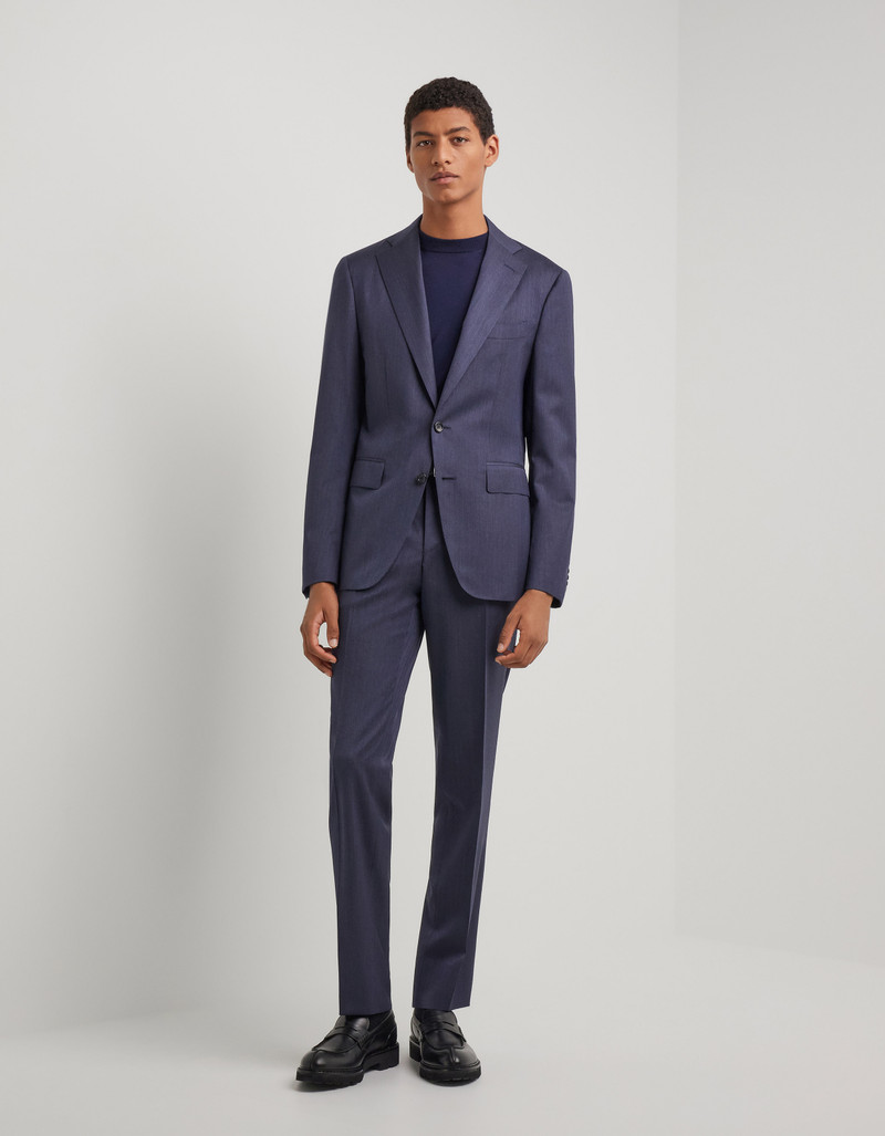 LIGHT BLUE DENIM-EFFECT WOOL REGULAR-FIT SUIT 105