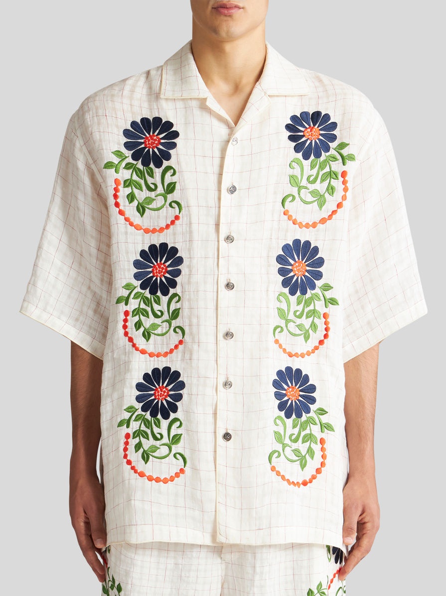 CHECK SHIRT WITH EMBROIDERY - 2
