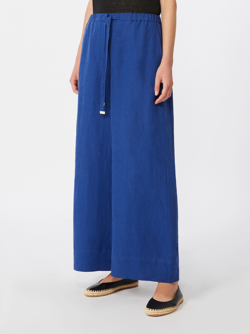 AURORA Linen drawstring trousers - CORNFLOWER BLUE 3