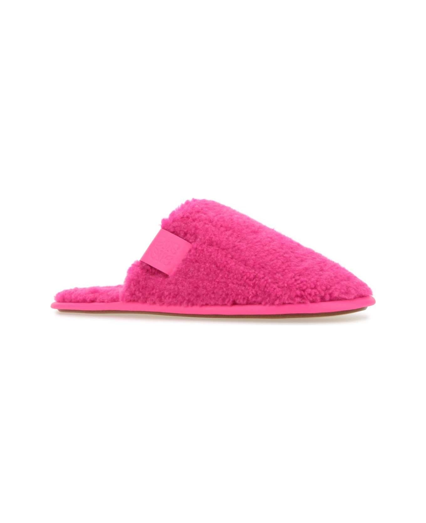 Fluo Pink Pile Slippers - 2
