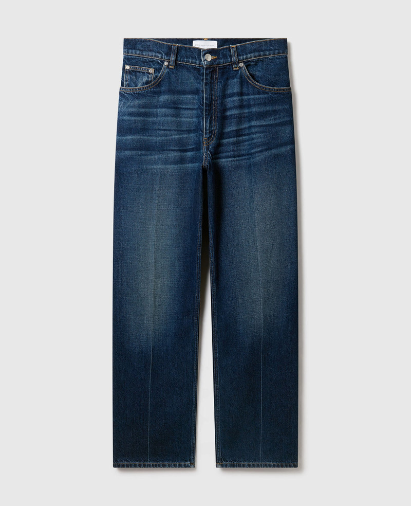 Crest-Embroidered Straight Jeans 1