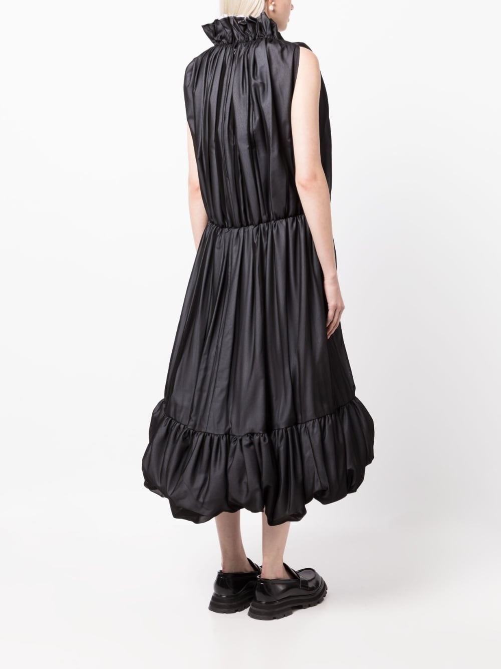 high-neck puffball midi dress - 4