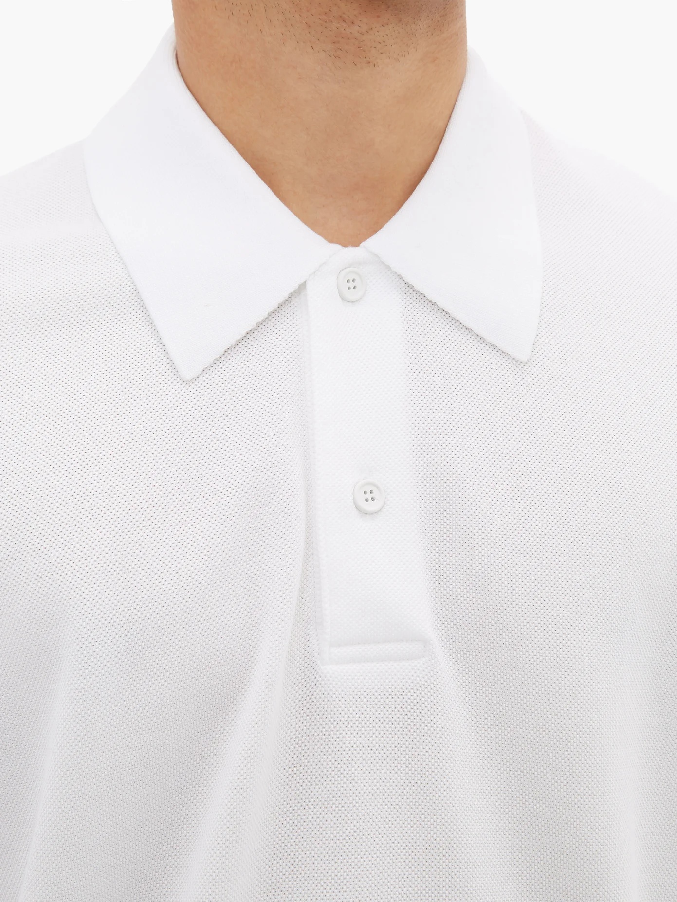 Long-sleeved cotton-piqué polo shirt - 4