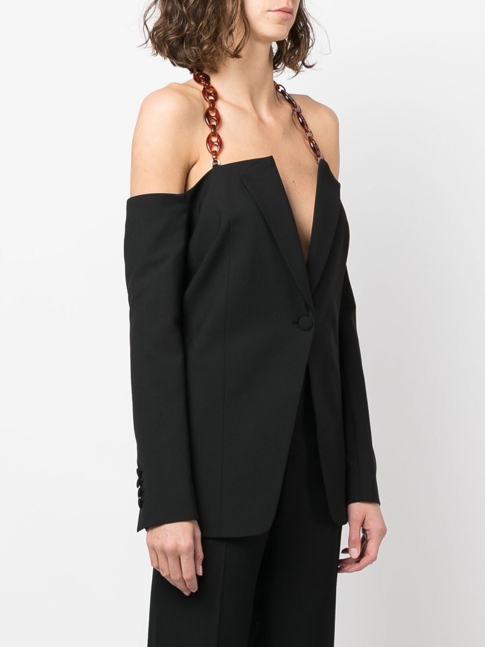 chain-detail single-breasted blazer - 3