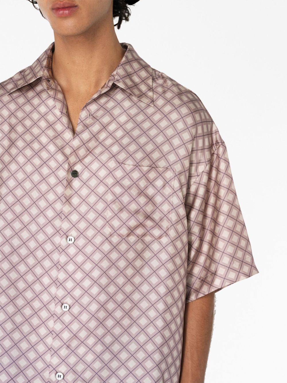 lozenge-print silk shirt - 6