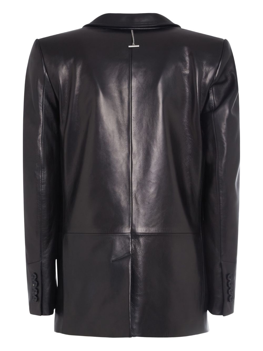 single-breasted leather blazer - 5
