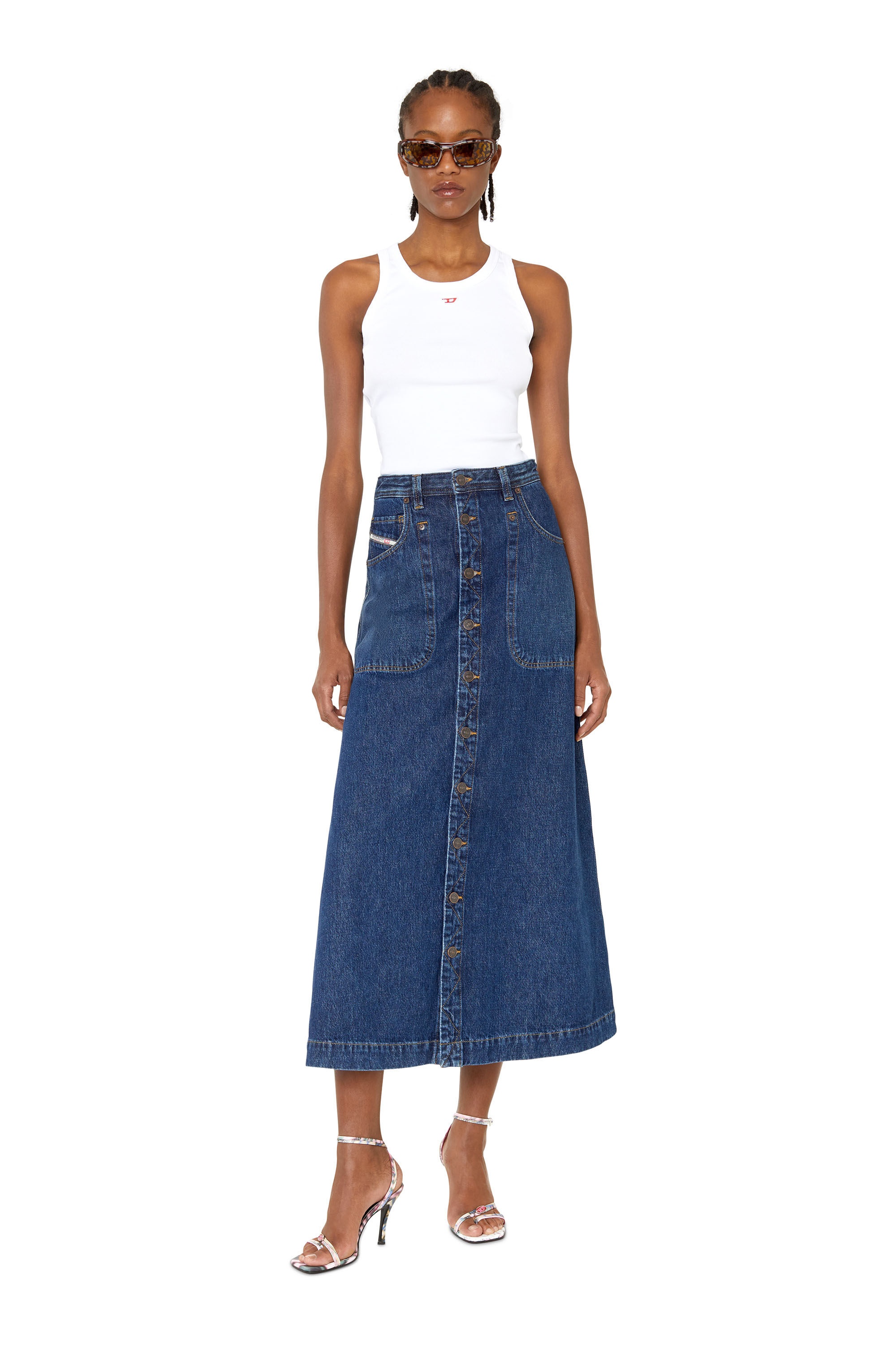 Diesel DE-ALBUS-L A-LINE LONG SKIRT | REVERSIBLE