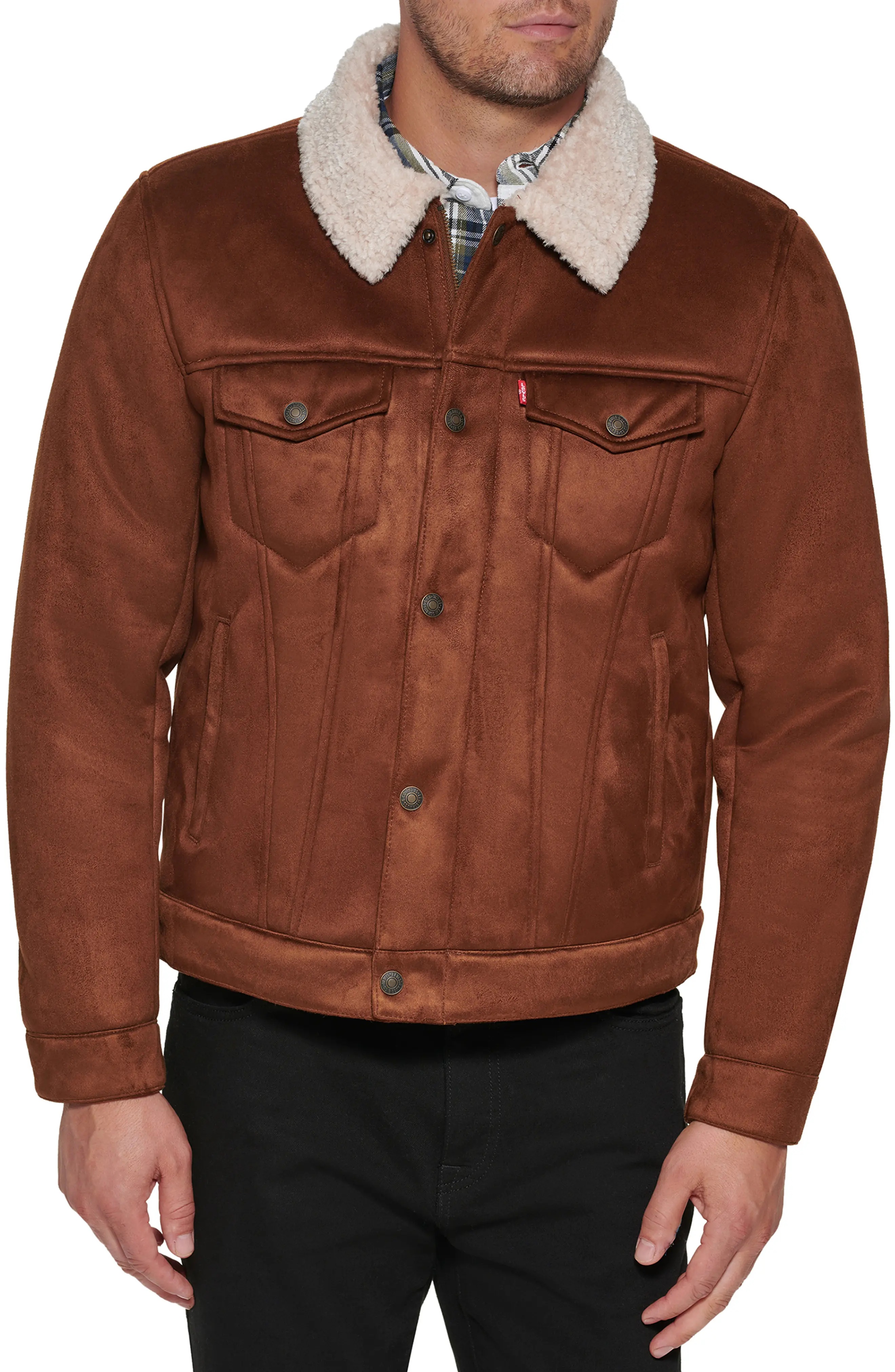 Faux Shearling Lined Trucker Jacket - 1