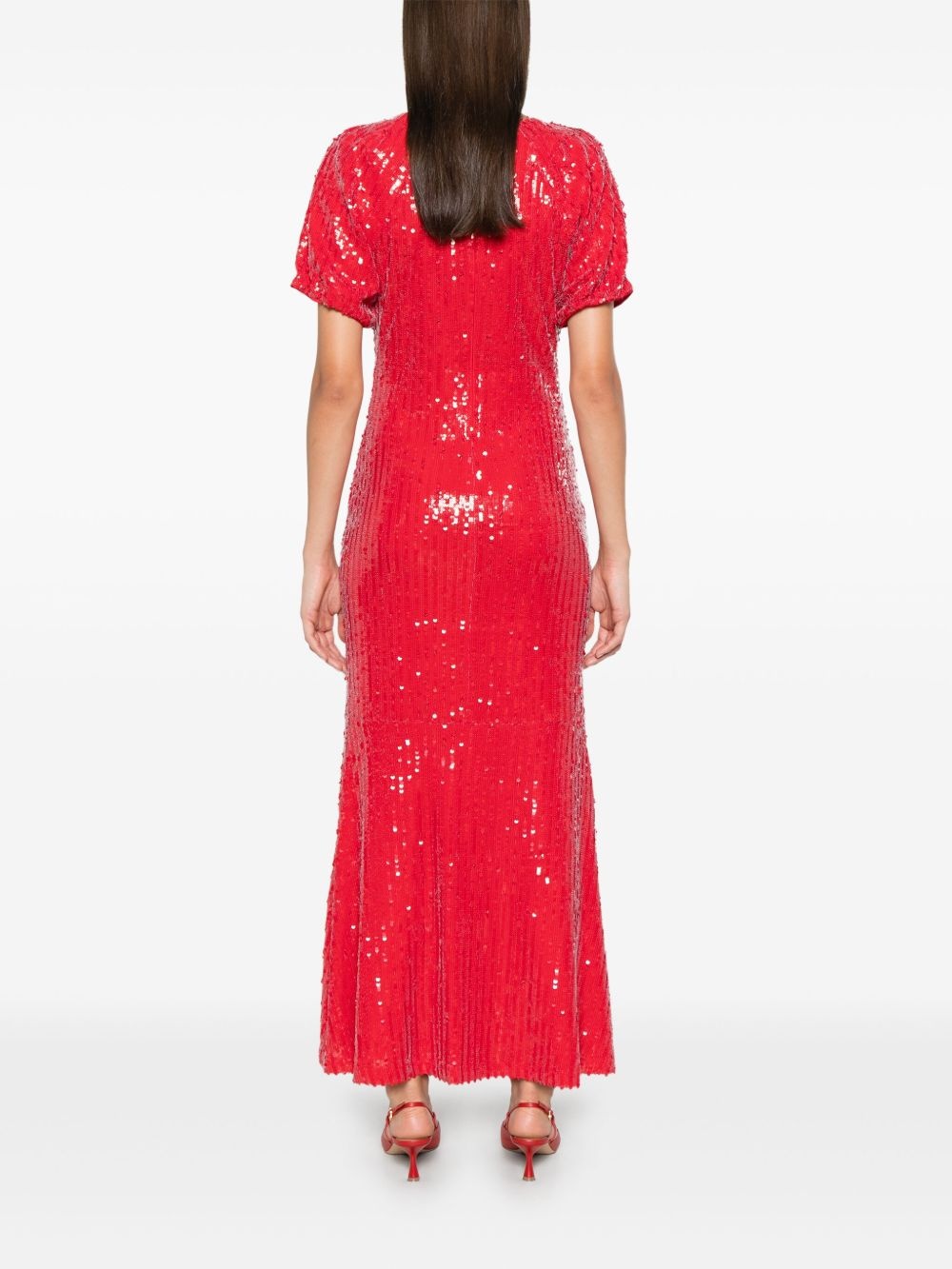 sequins V-neck midi dress - 4